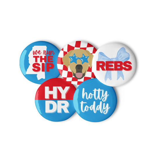 Ole Miss Gameday Buttons - Set of 5 - 2.25"