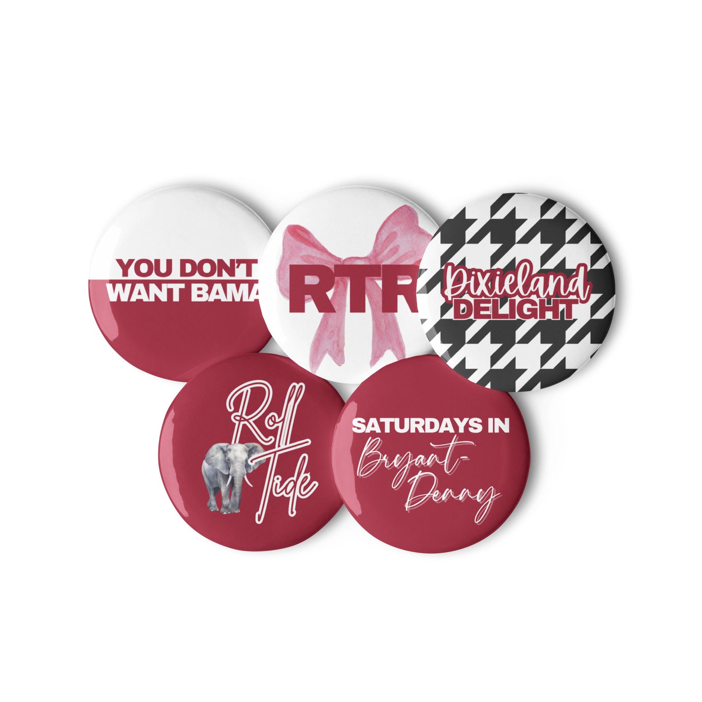 Alabama Gameday Buttons, Set of 5 - 2.25"